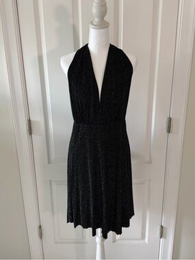 Vintage Styleworks Open Back Black Sparkle Cocktail Dress